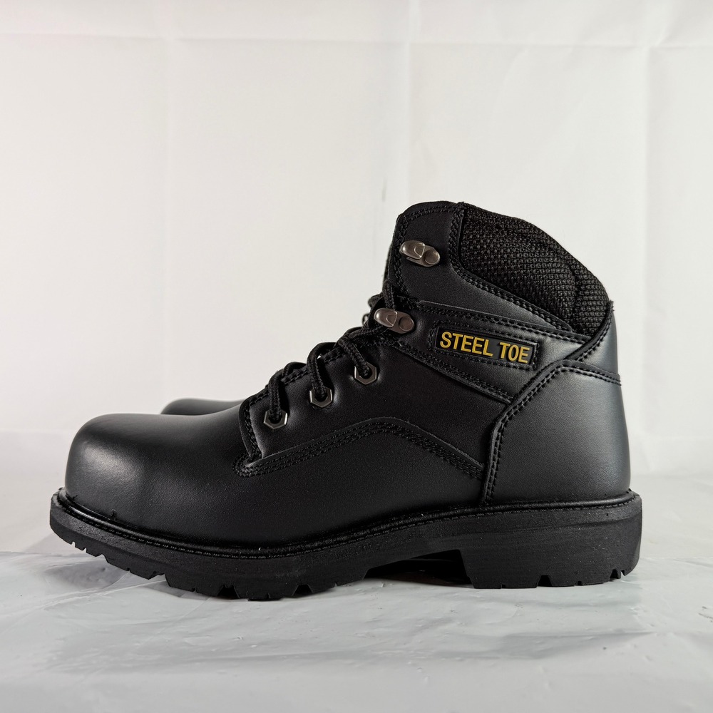 Brahma Mens Gus 2.0 Black Size 8W Steel Toe Leather Work Boots NIB